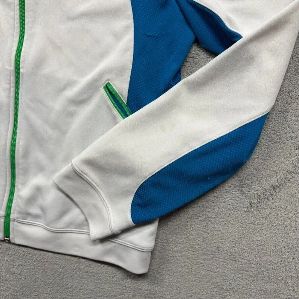 Vintage‎ Nike Full Zip Track Jacket Womens XL White Blue Swoosh Embroidered Gym